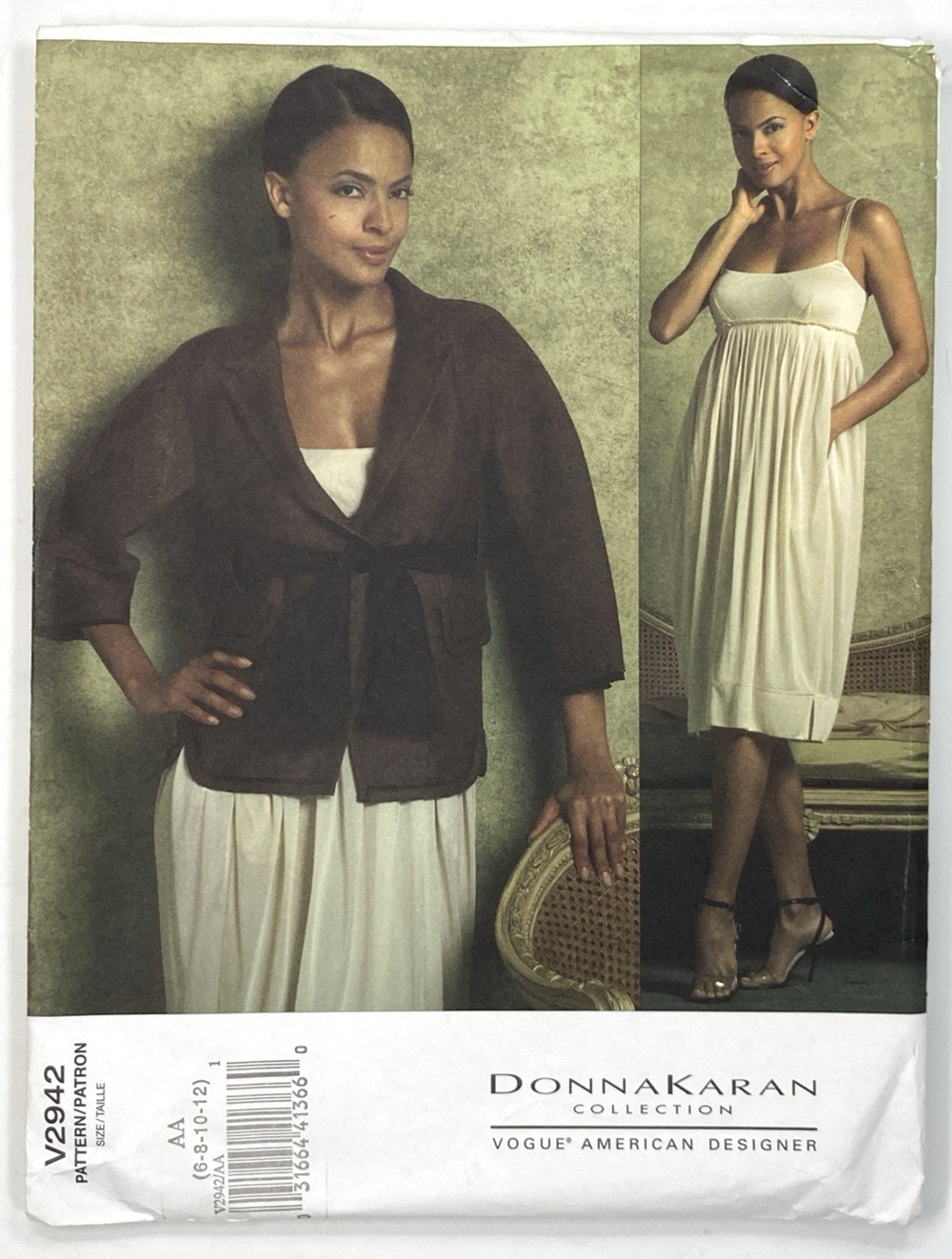 Vogue V2942 Donna Karan Pattern Empire-Waist Party Dress Jacket Size 6-12 Uncut
